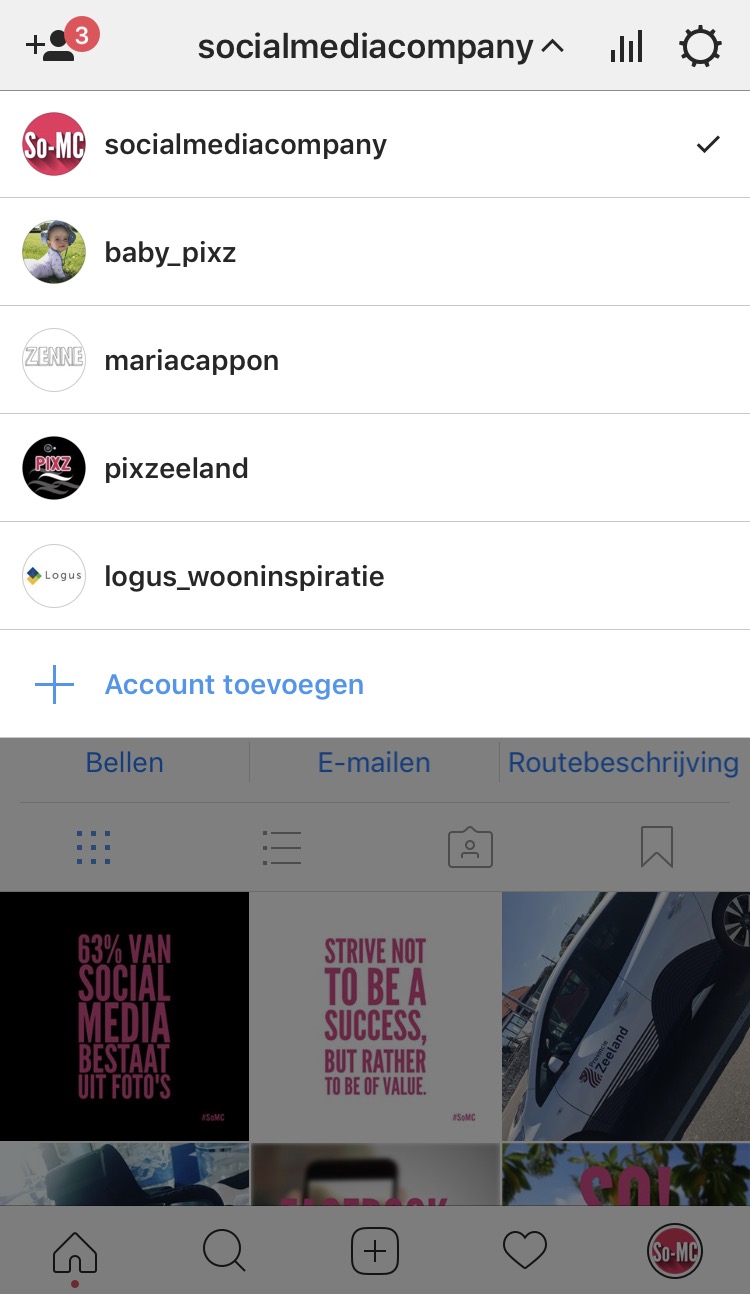 Meerdere accounts in Instagram beheren