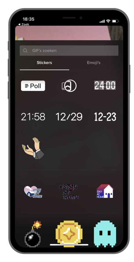 Gif, emoji toevoegen in TikTok