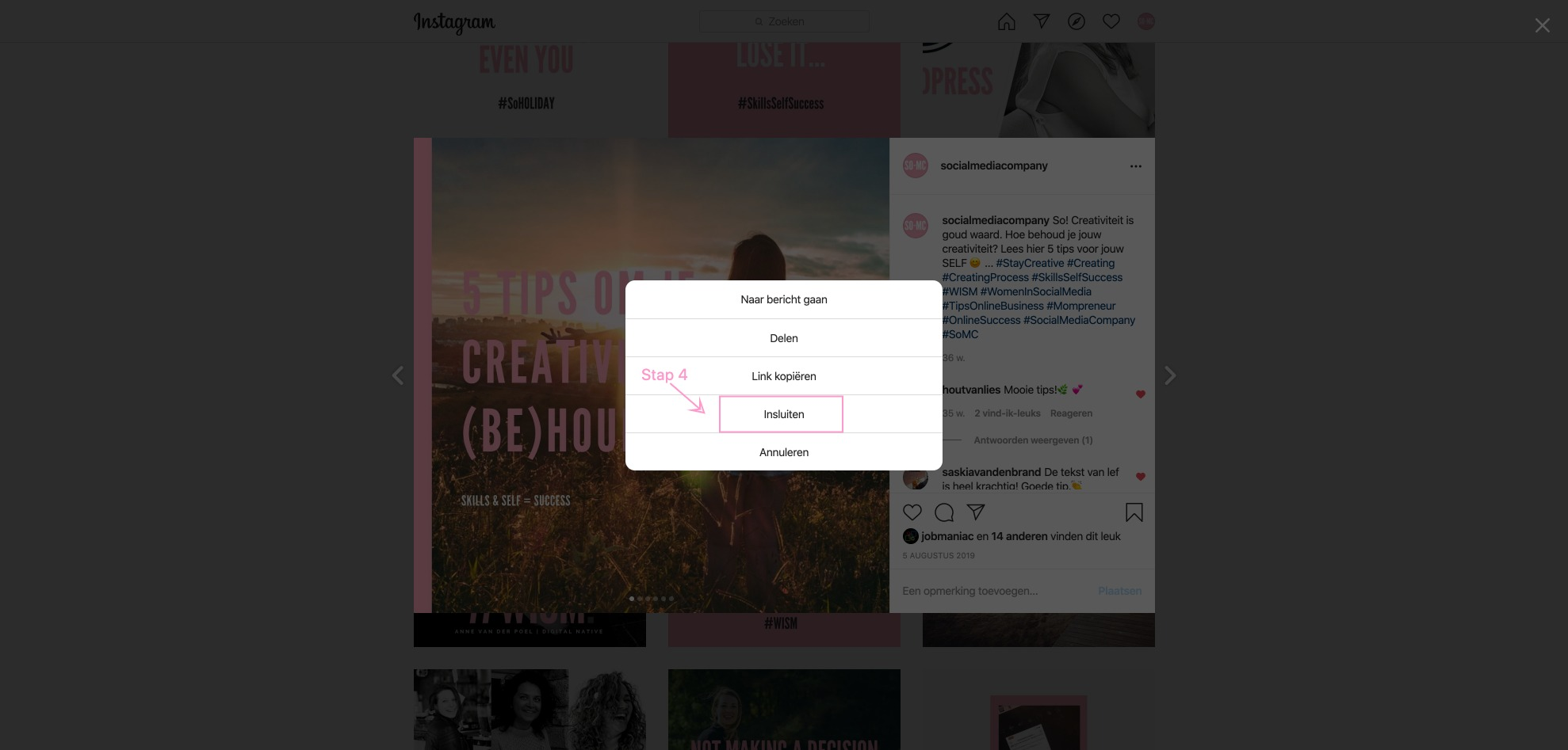 Hoe sluit ik een Instagram bericht in mijn website?